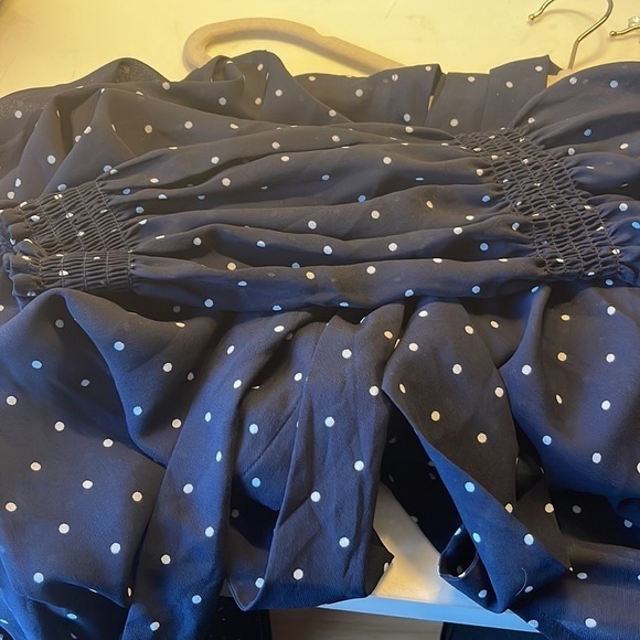 ELOQUII Blue With Tiny White Dots Long Sleeve Blouse. Size 18. D8/A1879 - Picture 4 of 6